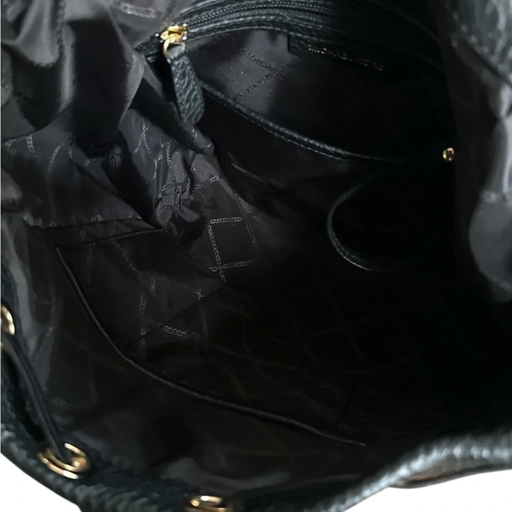 Michael Kors Black Pebbled Leather 2-Way Backpack Satchel • NWOT • Luxe Gold